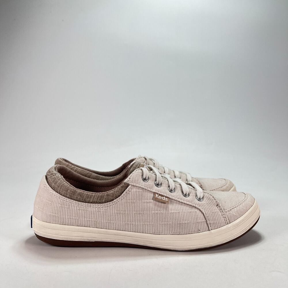 Keds Center II Striped Beige Low Top Ortholite Sneakers WF58007M Women's Size 7